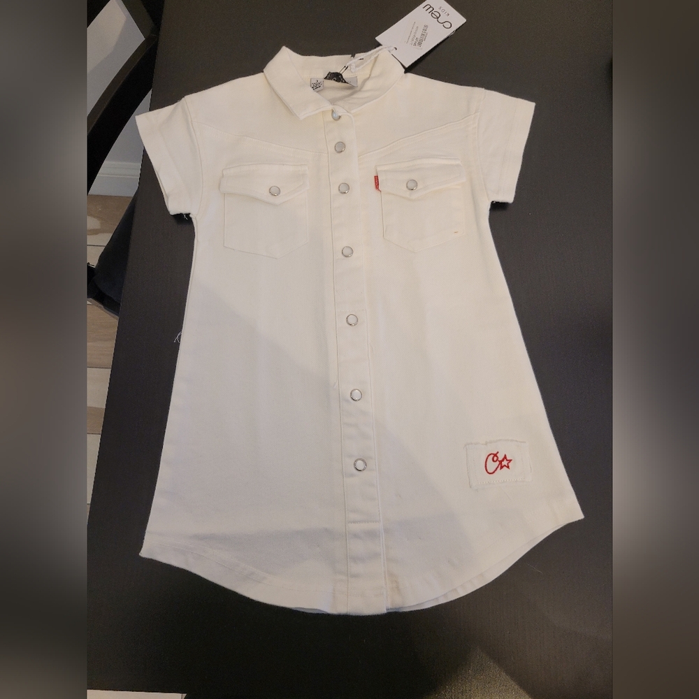 Crew Kids White Denim Shirt Dress